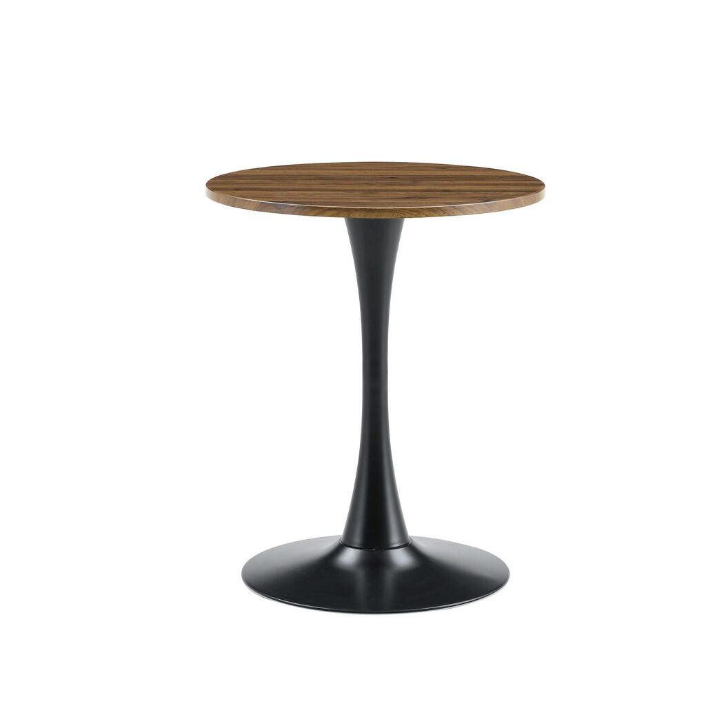 OKWISH KULATÝ odkládací stolek 60 cm černý a ořechový z MDF a kovu s retro designem