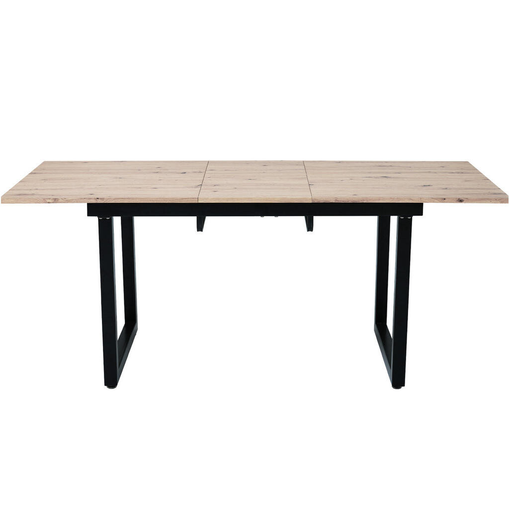 OKWISH JÍDELNÍ stůl 140/180/80/75 cm černý a v dekoru dubu z MDF a kovu rozkládací