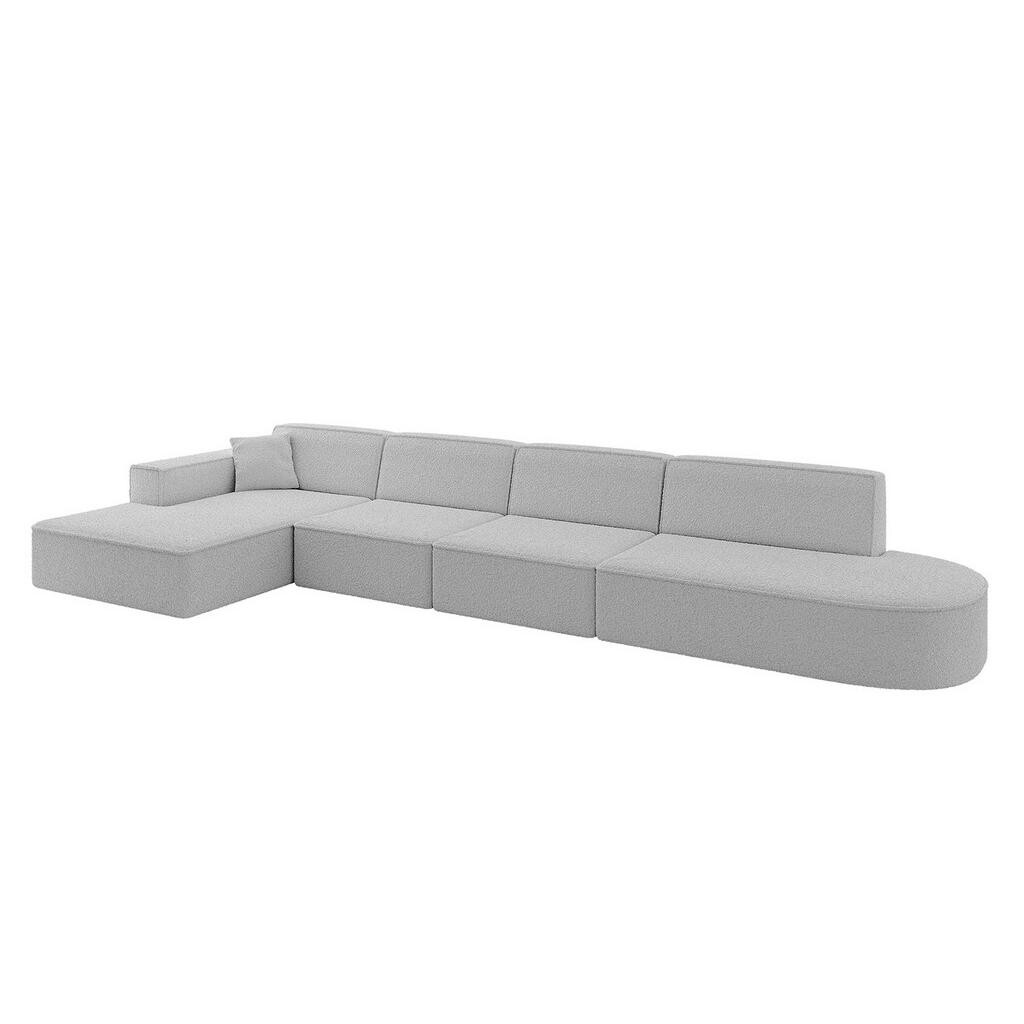 ALTDECOR ROHOVÁ SEDAČKA s otomanem vlevo IREA-L3-v4 – 412 x 165 x 77 cm světle šedá