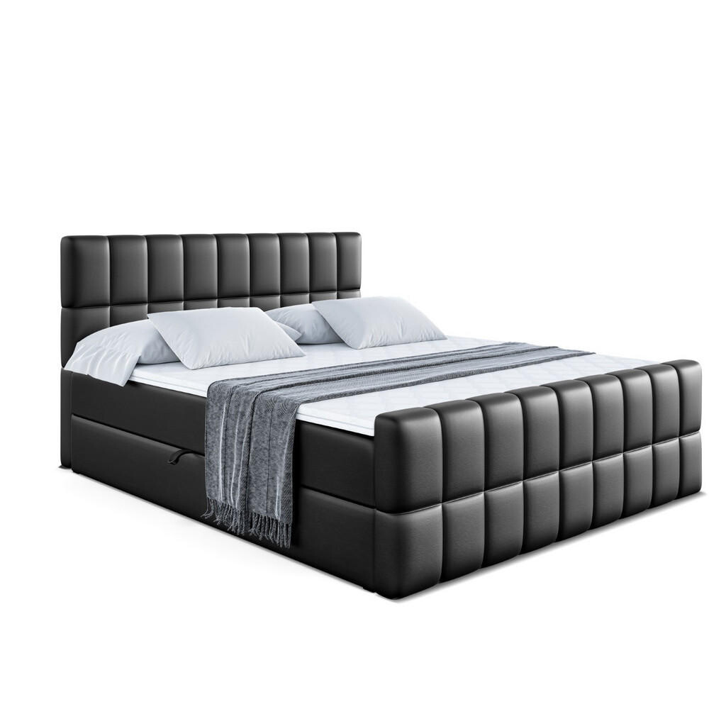ALTDECOR AMERICKÁ postel MIAMI-Z – 200 x 200 cm – H3 – vysoce lesklá černá