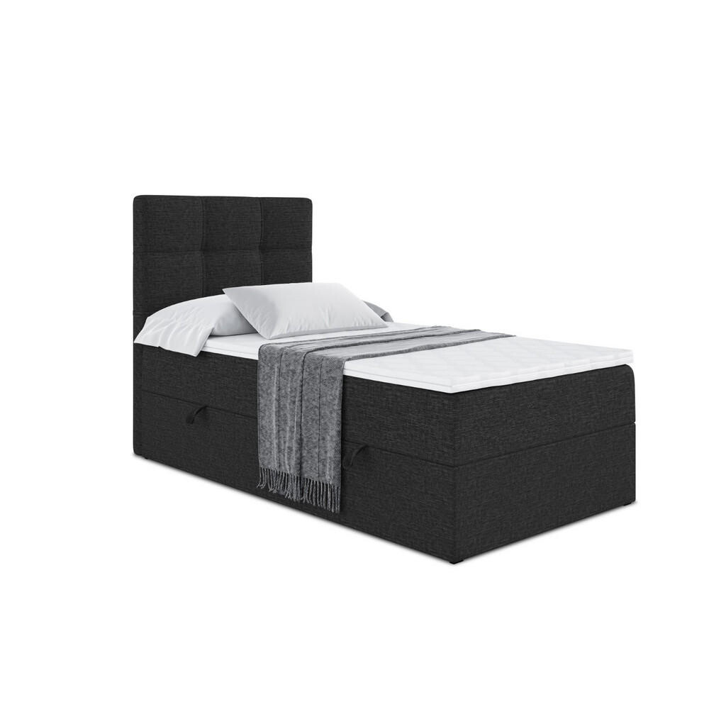 ALTDECOR AMERICKÁ postel s matrací H3 a lamelovým roštem – MARCE – 90x200 – vlevo, černá