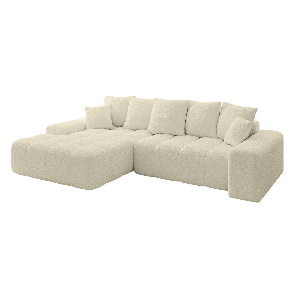 ALTDECOR ROHOVÁ SEDACÍ SOUPRAVA s otomanem vlevo ENSI-L – 267 × 164 × 69 cm, krémová