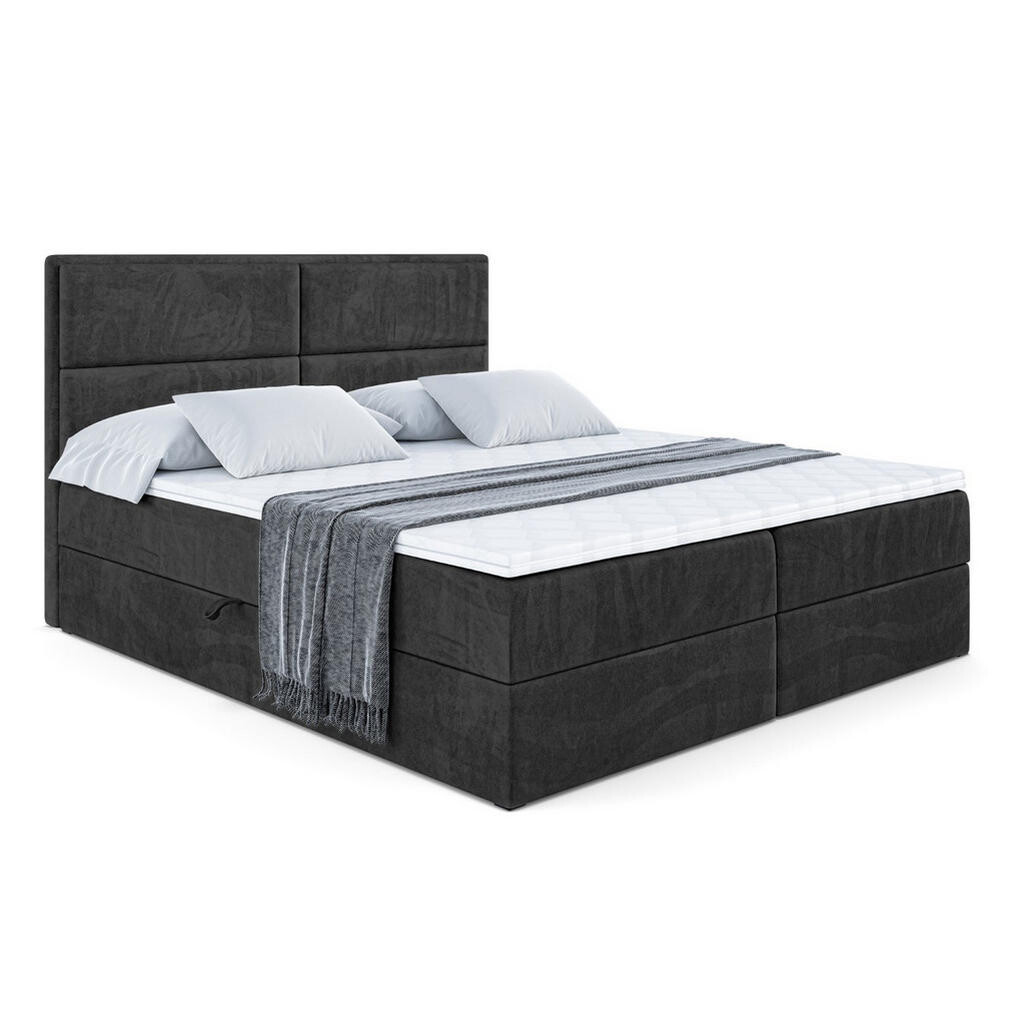 ALTDECOR AMERICKÁ postel s matrací H4 a lamelovým roštem – AURA – 180x200 – H4 – černá