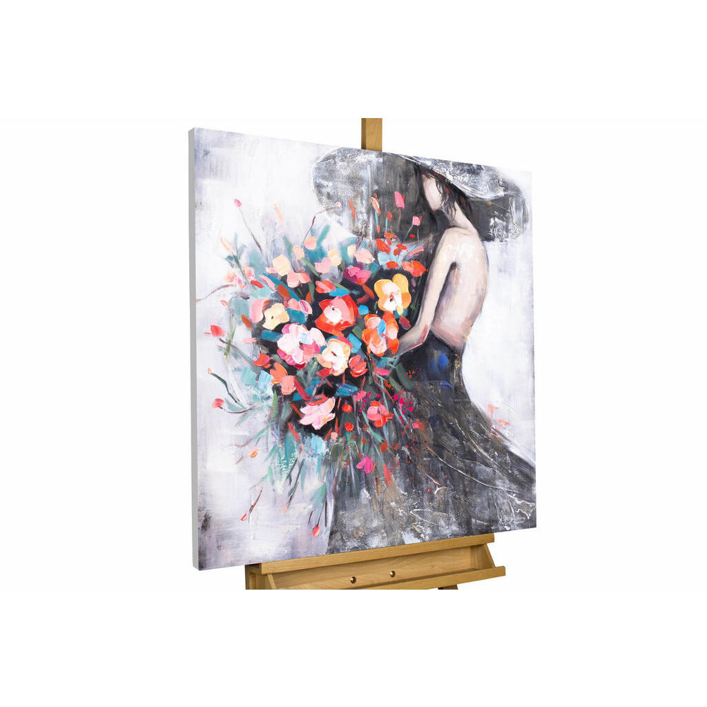 KUNSTLOFT RUČNĚ MALOVANÝ AKRYLOVÝ OBRAZ ČERNÝ/RŮŽOVÝ, 80/80 CM