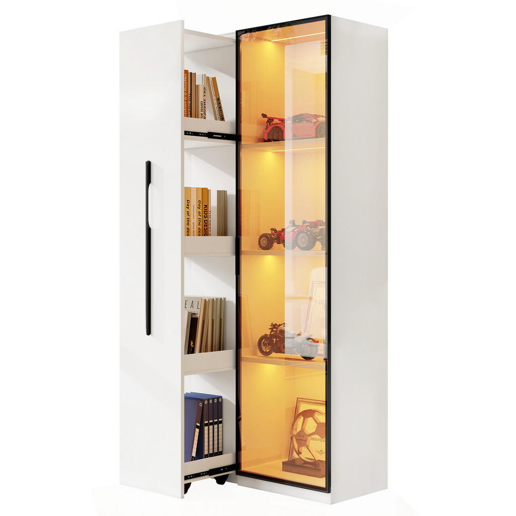 FLIEKS VITRÍNA 160cm Sklo LED Hliník Kolečka Moderní