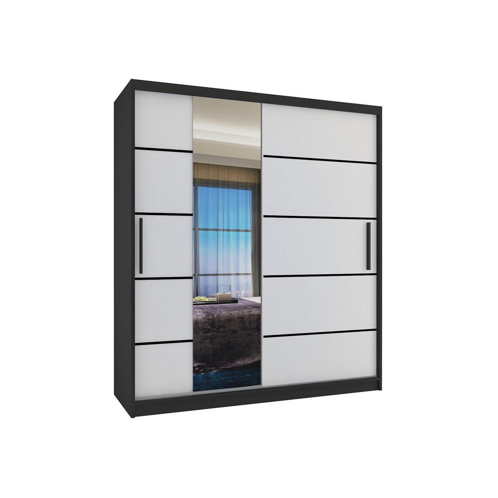 B BELINI GROUP POSUVNÁ SKŘÍŇ Verona MBP, Černá/Bílá Mat, 133 cm, se zrcadlem