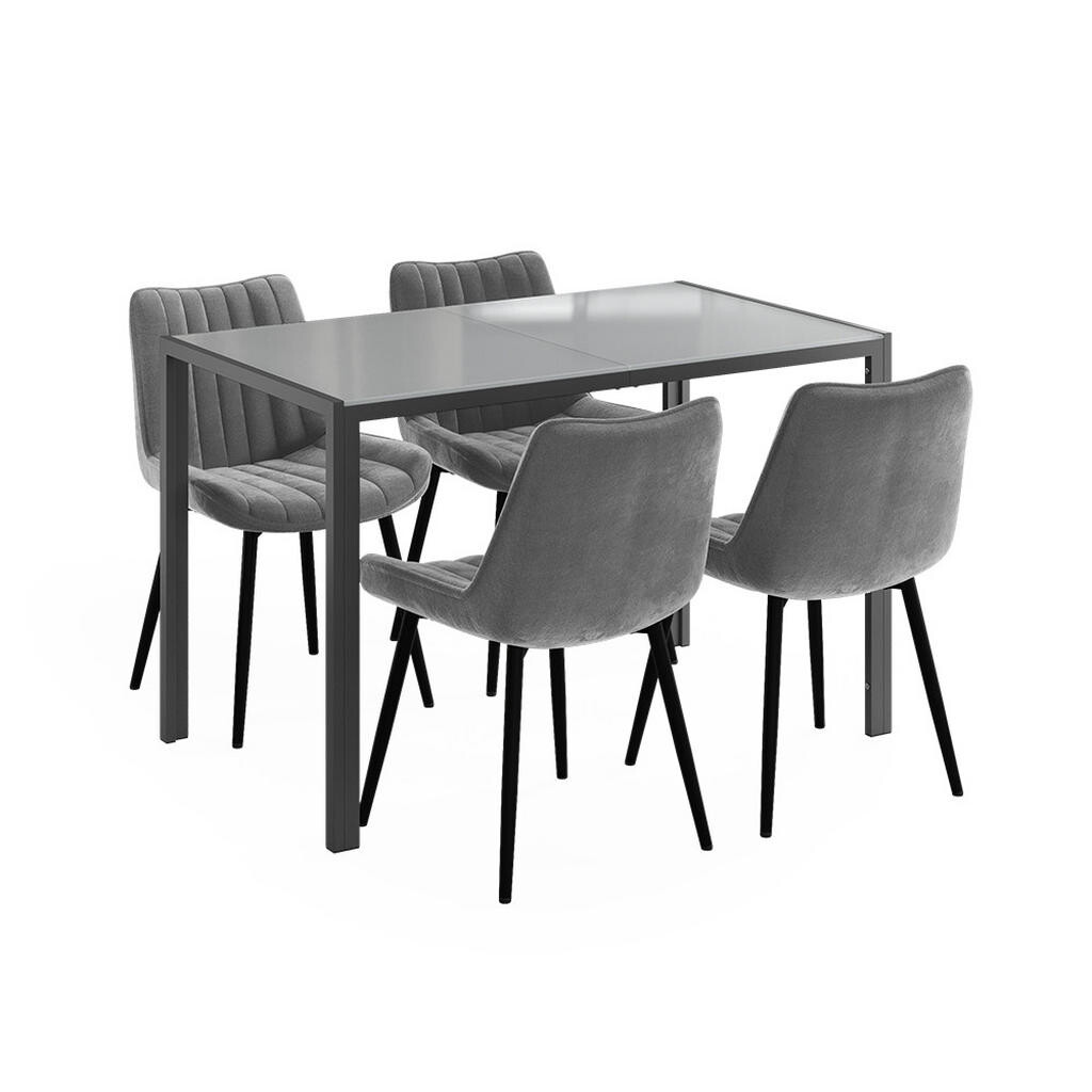 Vicco JÍDELNÍ STŮL SESTAVA Grand, Šedá, 120 x 70 cm se 4 židlemi (šedé)