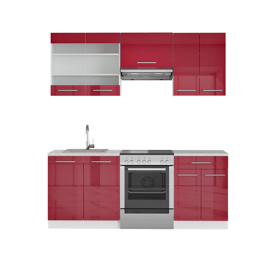 Vicco KUCHYŇSKÝ KOUT Fame-Line Bordeaux vysoký lesk/bílá 200 cm , PD Mramor