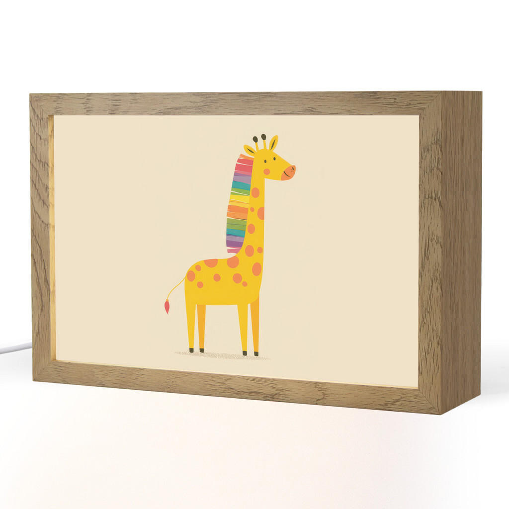 OnlyWow NOČNÍ LAMPIČKA Žirafa - Duhová hříva - béžová 30x20 cm