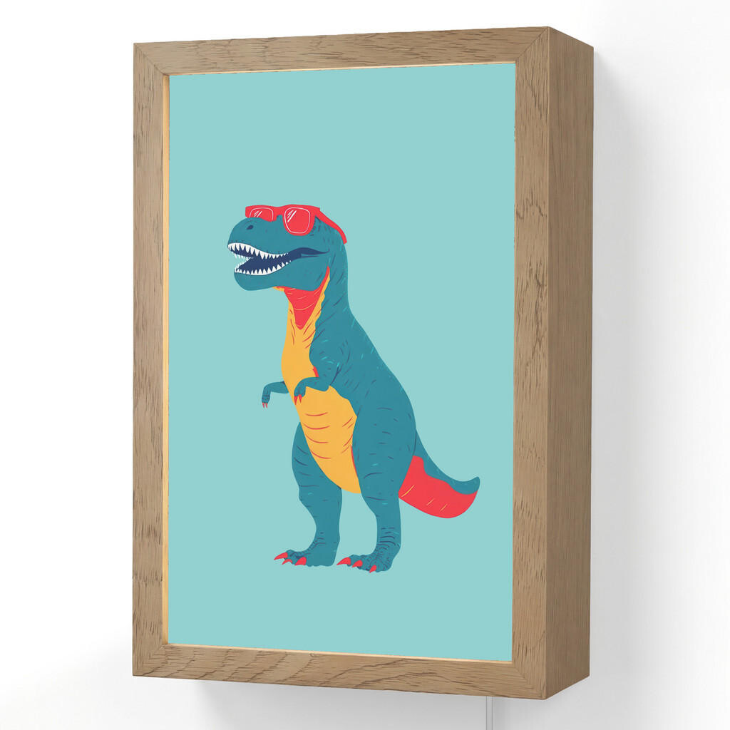 OnlyWow NÁSTĚNNÁ LAMPA Dinosaurus - Modrá - Sluneční brýle 20x30 cm