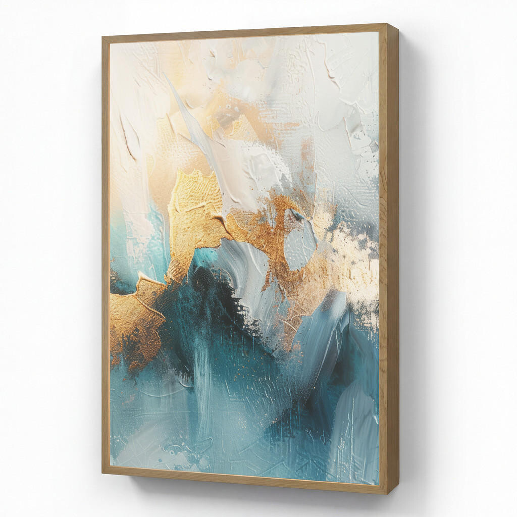 OnlyWow NÁSTĚNNÁ LAMPA S AKUMULÁTOREM Abstraktní - umění - zlatá - modrá 60x90 cm