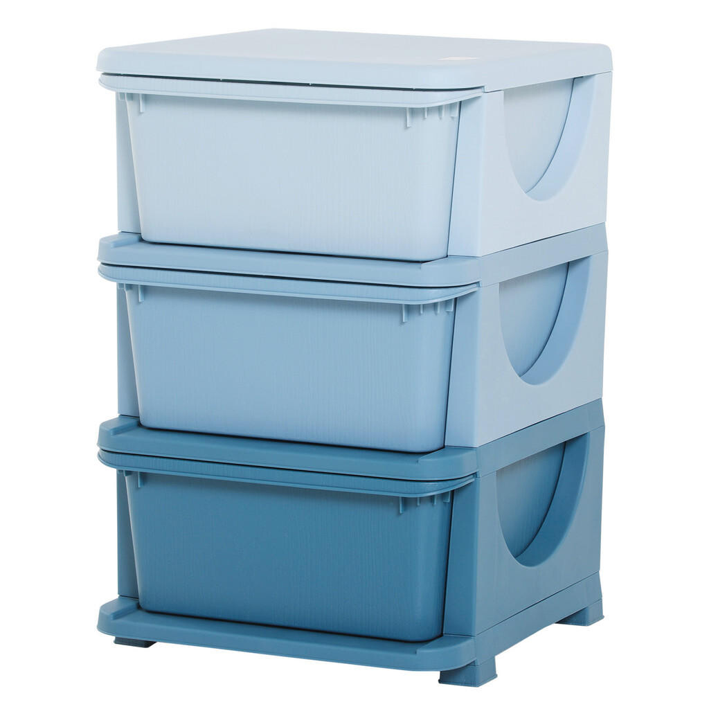 HOMCOM ÚLOŽNÉ BOXY pro děti, 3 velké zásuvky, plast, modrá