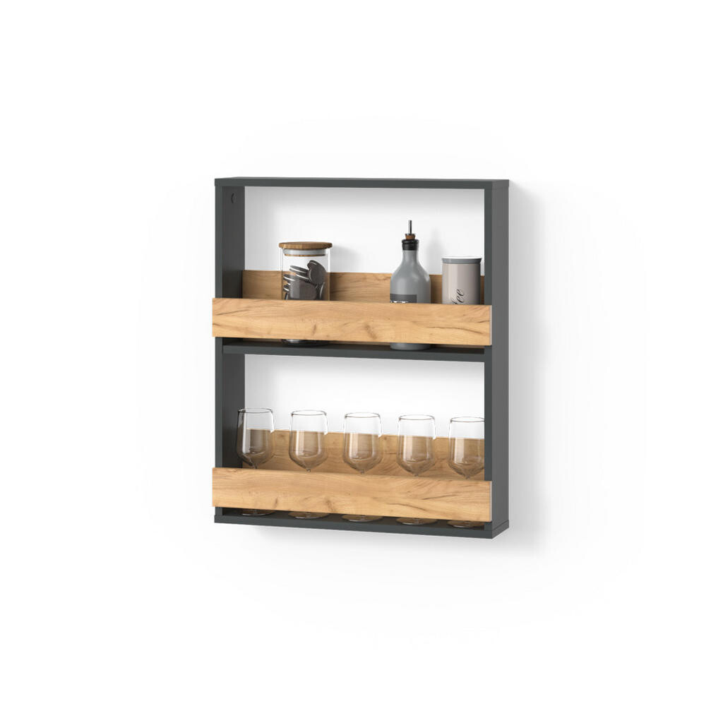 Livinity® STOJAN NA SKLENIČKY NA VÍNO Regusa Zlatý dub power/antracit 60 x 72 cm
