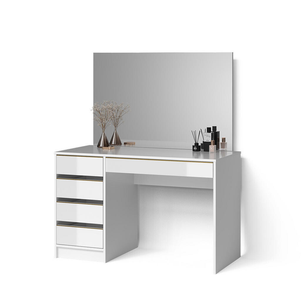 Livinity® TOALETNÍ STOLEK Imola Bílá/zlatá 120 cm se zrcadlem
