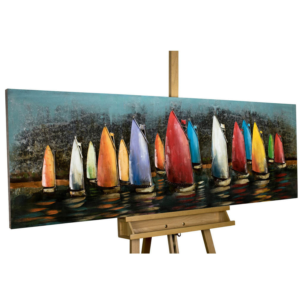 KUNSTLOFT KOVOVÝ OBRAZ RYCHLÉ LODĚ, 144/44 CM