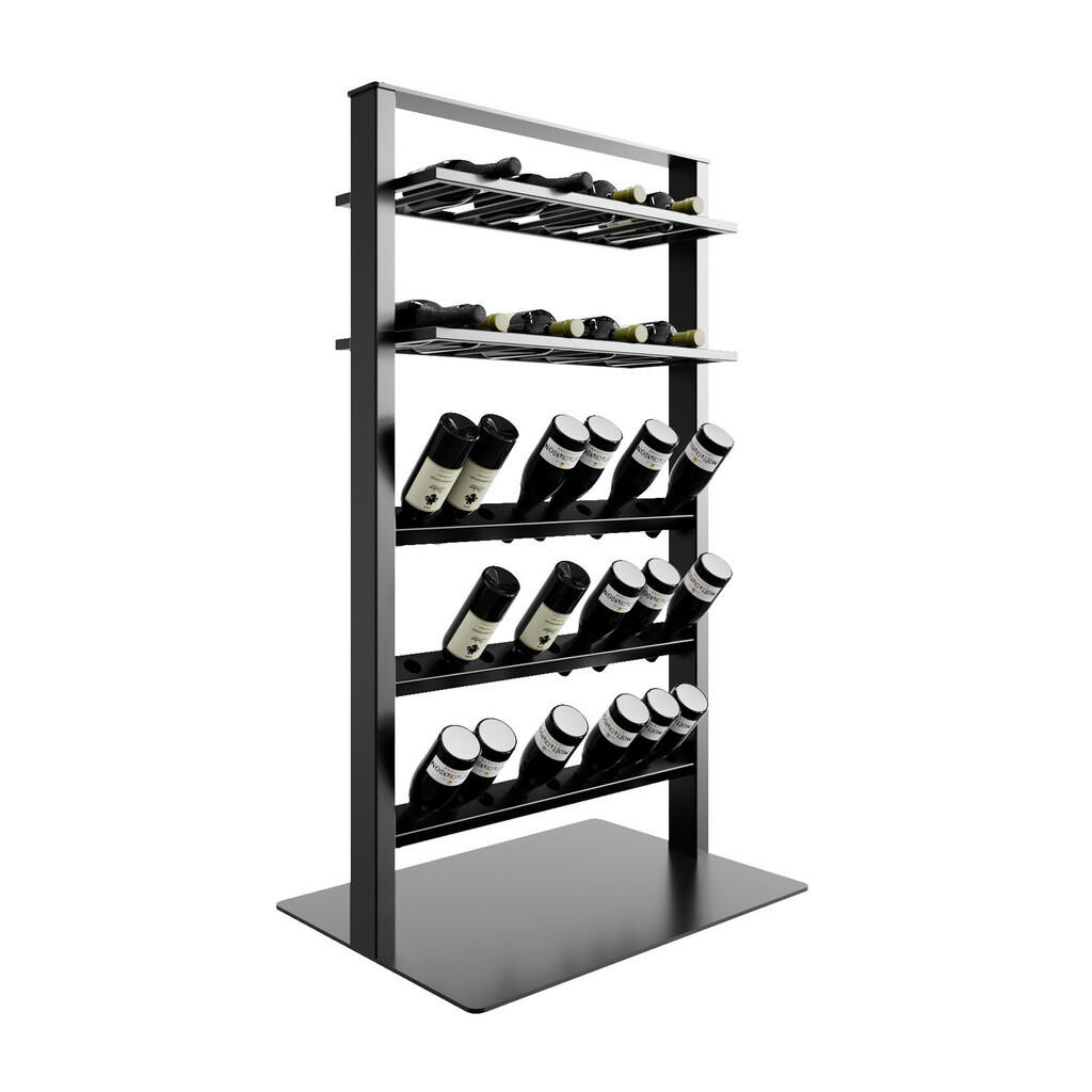 Metalo Pro KOVOVÝ STOJAN NA VÍNO Piemont na 45 lahví černá 140/80/60 cm