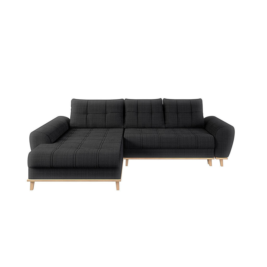 luma-home ROHOVÁ POHOVKA ve skandinávském stylu, rozkládací, 268 × 175 × 86 cm (Š×H×V), otoman vlevo, bouclé-chenille látka v antracitové barvě / 2101