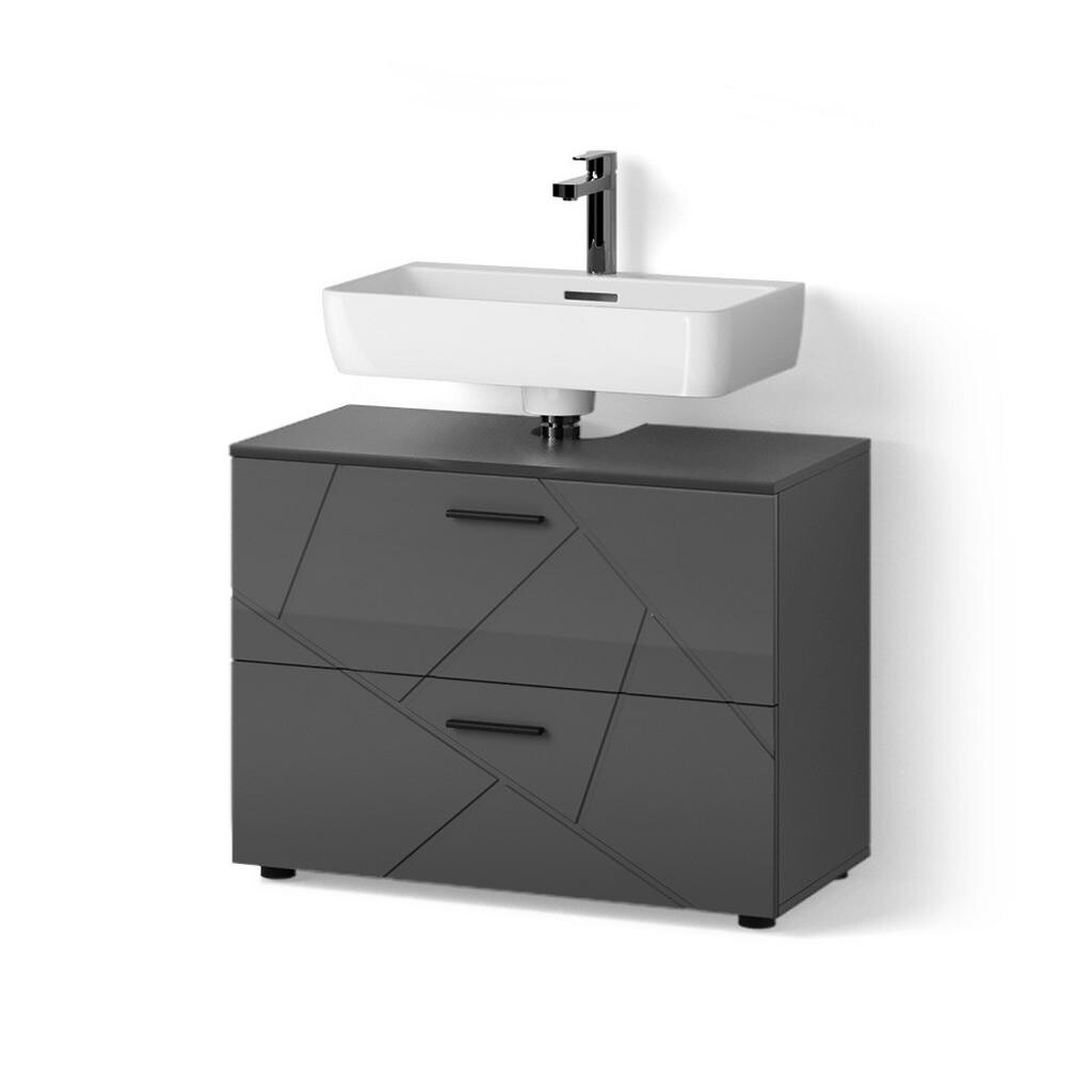 Livinity® ZÁKLADNÍ SKŘÍŇKA POD UMYVADLO Ronco Antracitový vysoký lesk 80 x 58.6 cm
