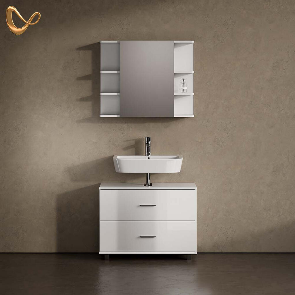 Livinity® KOUPELNOVÝ NÁBYTEK Eisak, Bílá vysoký lesk, 2dílná