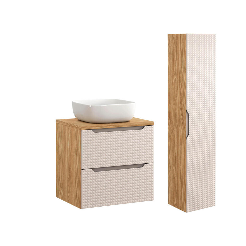 Petits-meubles KOUPELNOVÝ NÁBYTEK 60cm Mallory 2er-Set Béžová a dřevo