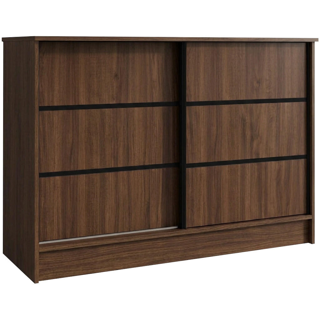 Beautysofa KOMODA Mirela se 2 posuvnými dveřmi, 120 cm, ořech + černá