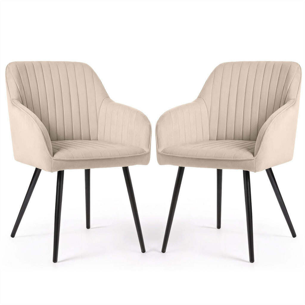 RAUMHIRSCH FURNITURE ČALOUNĚNÁ ŽIDLE, sada 2 ks, kovové nohy krémové, černá 54,5/82/58
