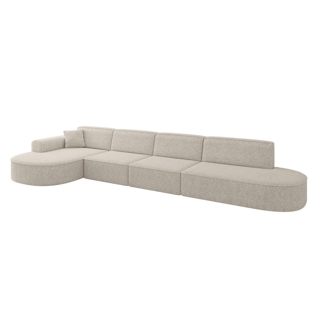 ALTDECOR ROHOVÁ SEDACÍ SOUPRAVA s otomanem vlevo MARI-L3 – 413 × 171 × 79 cm, béžová tkanina
