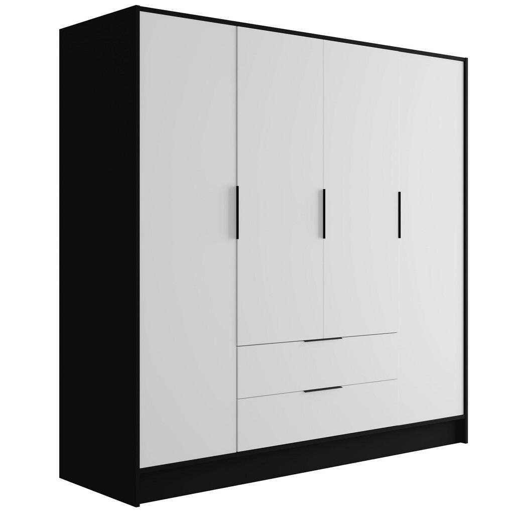 ALTDECOR ŠATNÍ SKŘÍŇ s křídlovými dveřmi KOLIN 200 x 200 cm černá / bílá