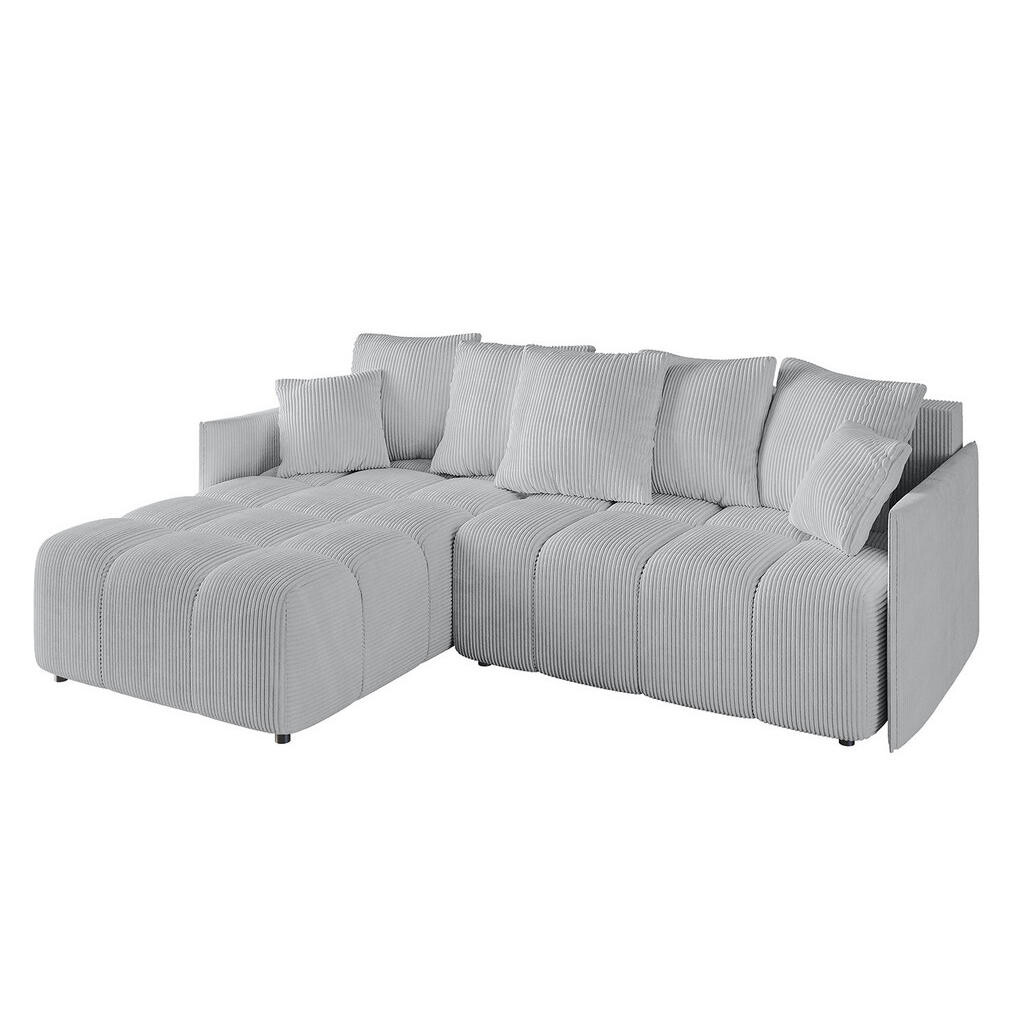 ALTDECOR ROHOVÁ SEDACÍ SOUPRAVA s otomanem vlevo LONLI-L 251x189x68 šedý manšestr