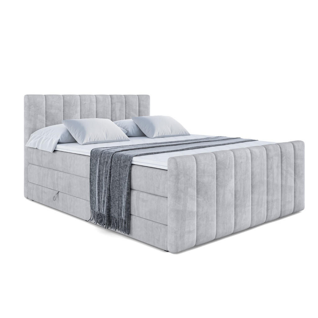 ALTDECOR POSTEL boxspring OTTA-Z KING – 160 × 200 – H3/H4 – světle šedá