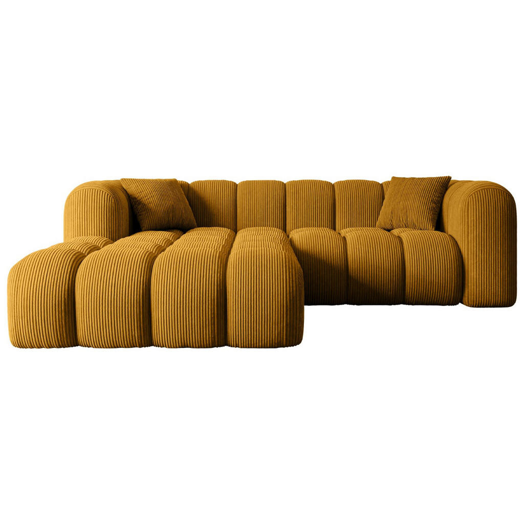 ALTDECOR ROHOVÁ SEDACÍ SOUPRAVA s otomanem vlevo OLEA-L1 – 231 × 173 × 74 cm hořčicově žlutá