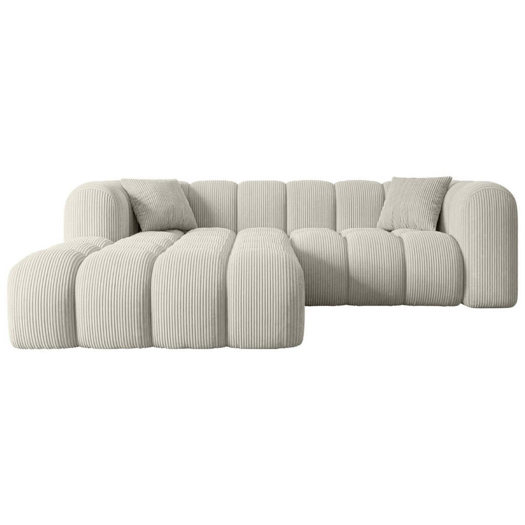 ALTDECOR ROHOVÁ SEDACÍ SOUPRAVA s otomanem vlevo OLEA-L1 – 231 × 173 × 74 cm, krémová