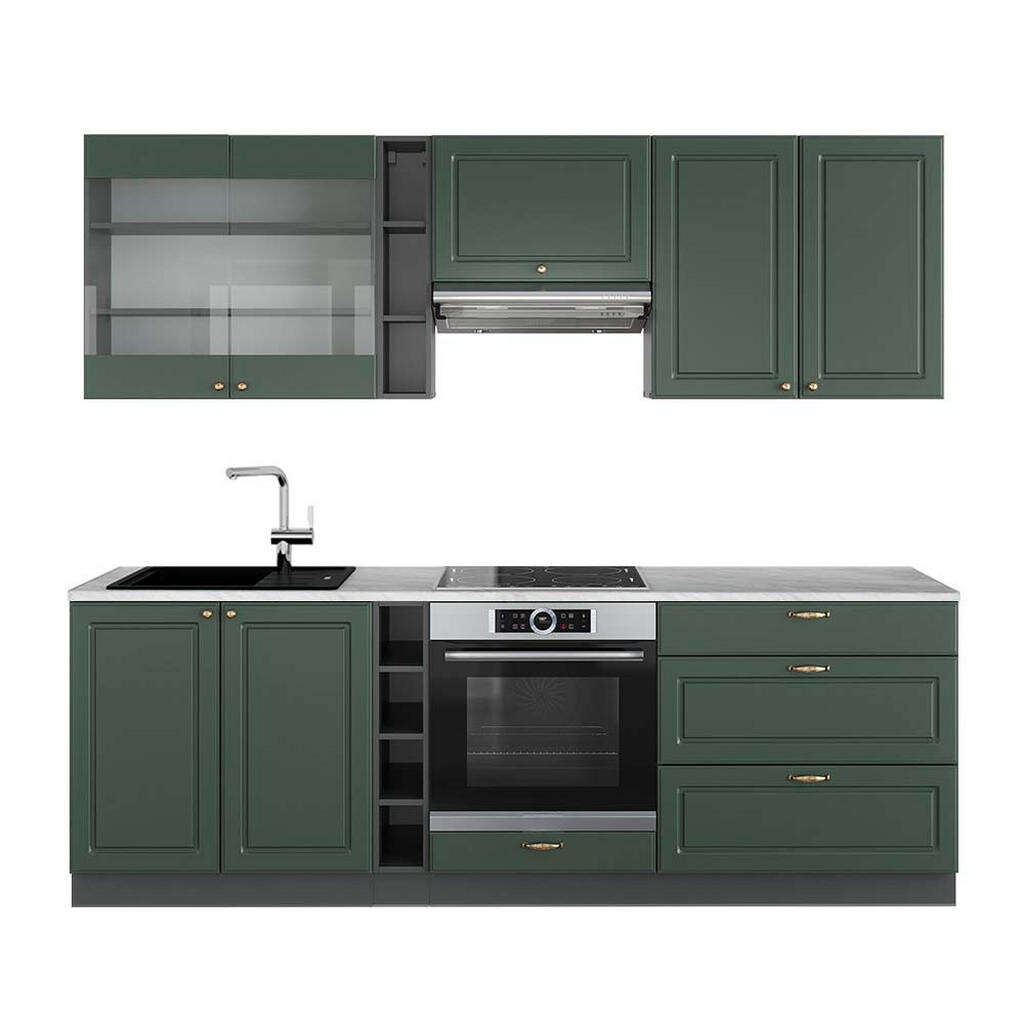Vicco KUCHYŇSKÝ KOUT Fame-Line Zeleno-zlatá Country House/Anthracite 235 cm , PD Mramor