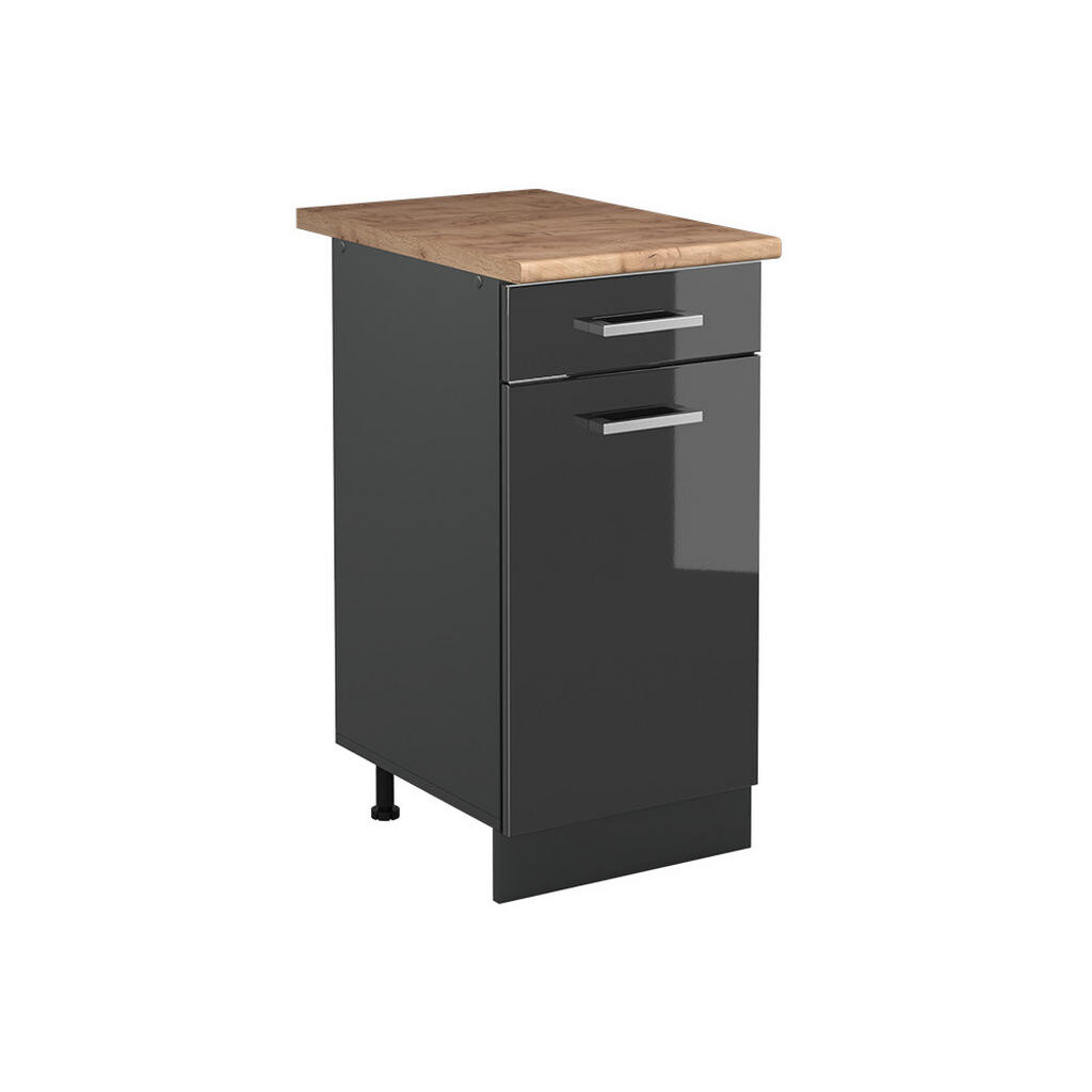 Vicco SPODNÍ SKŘÍŇKA KUCHYŇSKÉ LINKY R-Line, Antracitový vysoký lesk/Antracit, 40 cm pracovná doska Dub Goldkraft
