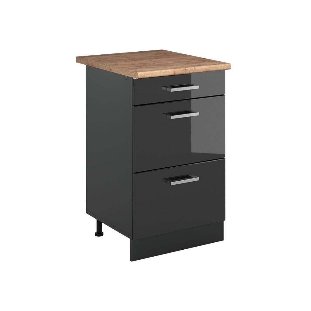 Vicco SPODNÍ SKŘÍŇKA KUCHYŇSKÉ LINKY R-Line, Antracitový vysoký lesk/Antracit, 50 cm pracovná doska Dub Goldkraft