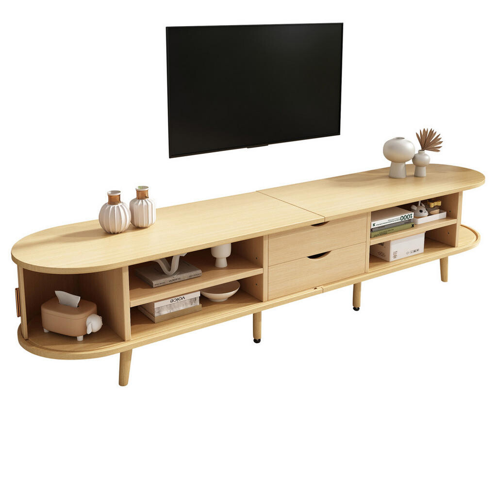 Redom TV stolek z MDF 175/40/42 cm s dvojitou zásuvkou, nastavitelnými policemi a nosností 30 kg, Dub