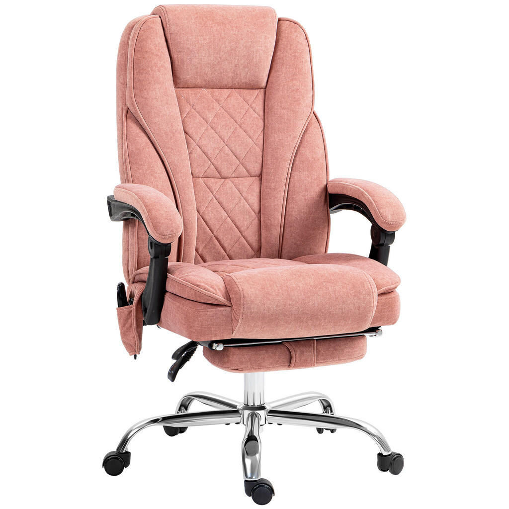 Vinsetto KANCELÁŘSKÁ židle s masážní funkcí, polyester, ocel, růžová