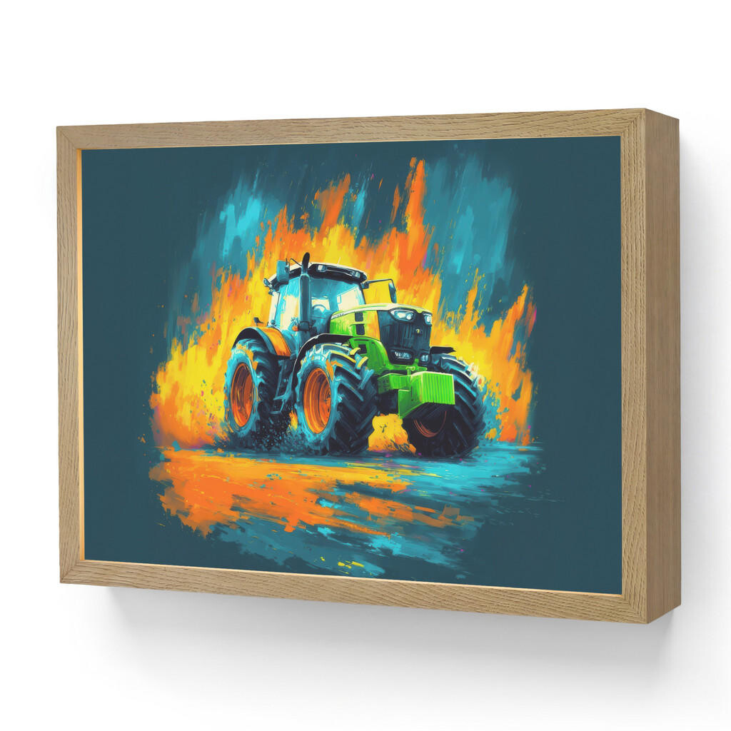 OnlyWow NÁSTĚNNÁ LAMPA S AKUMULÁTOREM Abstrakt - Traktor - Zelený 40x30 cm