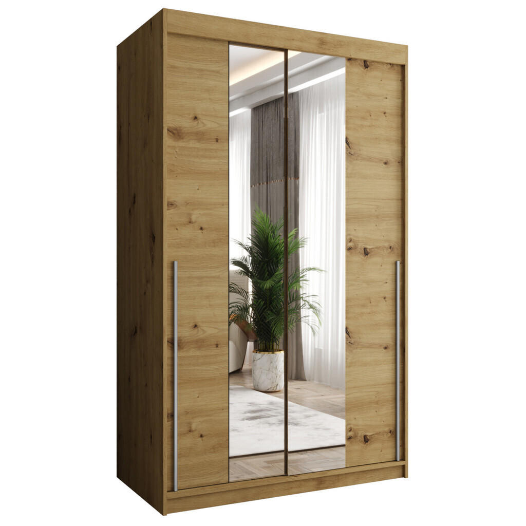 Home Collective SKŘÍŇ S POSUVNÝMI DVEŘMI se zrcadlem, šířka 120 cm, Artisan se stříbrným úchytem