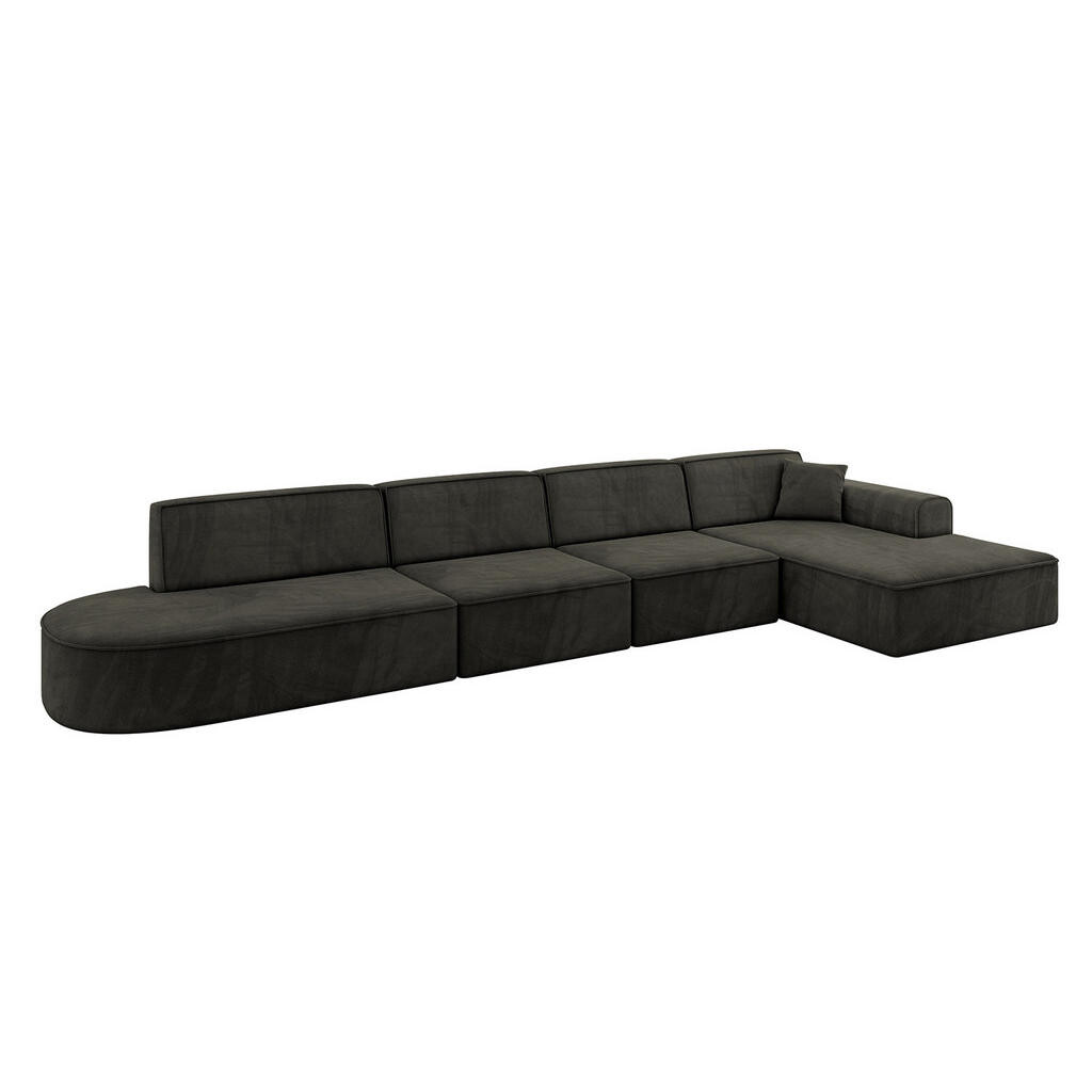 ALTDECOR ROHOVÁ SEDACÍ SOUPRAVA s otomanem vpravo IREA-L3-v3 – 412 × 165 × 77 cm, černá