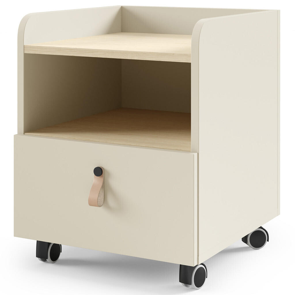 Beautysofa NOČNÍ STOLEK Sorella na kolečkách, se zásuvkou, do studentského pokoje, macadamia + dub Mavelie