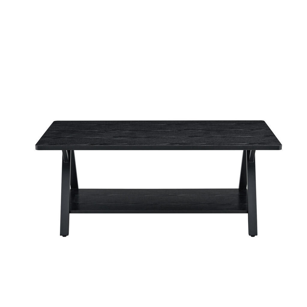 OKWISH KONFERENČNÍ stolek 110/57/44,5 cm černý z MDF a kovu s úložnou policí