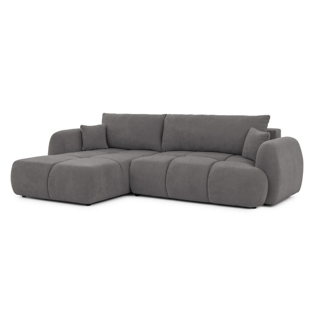 S-Style ROHOVÁ POHOVKA Loretto z přírodní taupe potahové látky s funkcí spaní, úložným prostorem a hlubokým prošíváním v designu Bubble - Otomana vlev