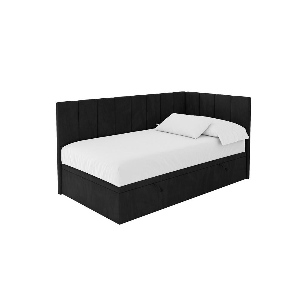 ALTDECOR JEDNOLŮŽKOVÁ POSTEL pro mládež s úložným prostorem vlevo, s matrací - LOVY 100x200 černá