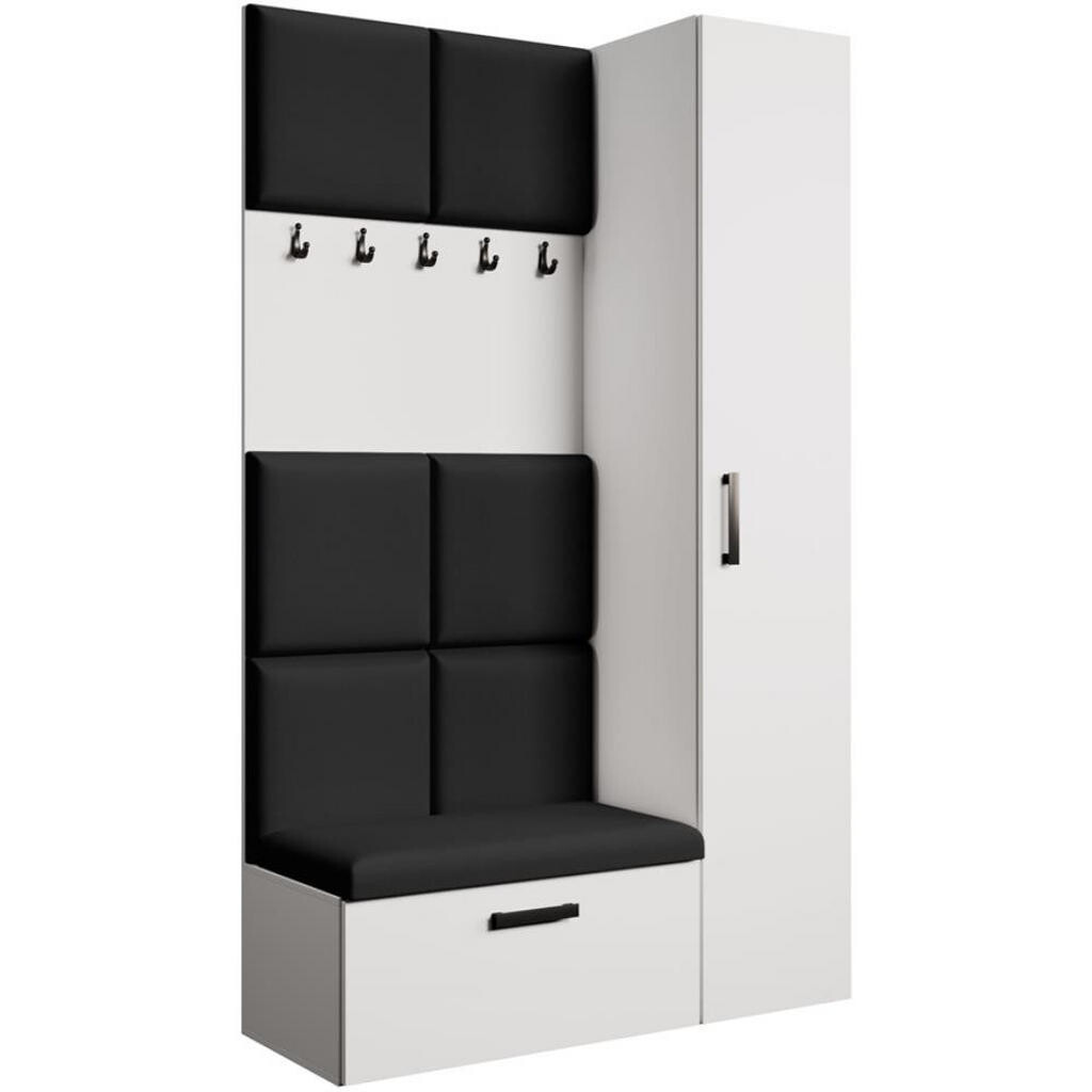 Beautysofa PŘEDSÍŇOVÁ sestava Margaret I+IV 121/203/43 s čalouněnými panely, bílá|černá