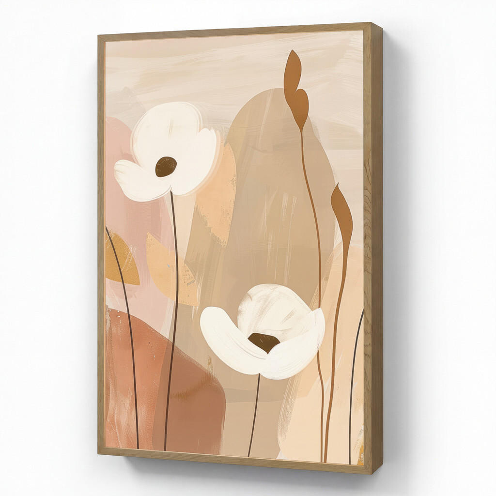 OnlyWow NÁSTĚNNÁ LAMPA S AKUMULÁTOREM Květiny - Abstraktní - Béžová - Line art 60x90 cm