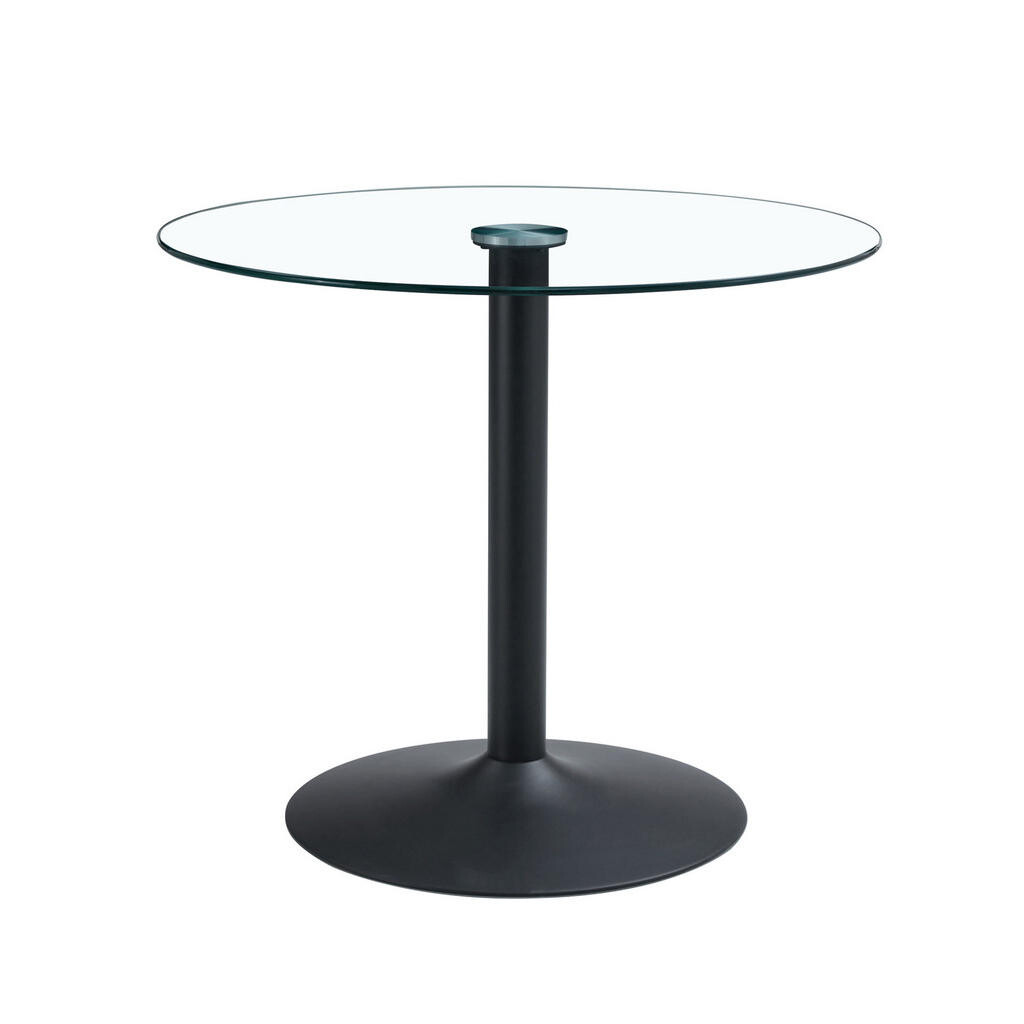 OKWISH BAROVÝ stůl 85/85/76 cm černá/průhledná ze skla a kovu s kulatou deskou