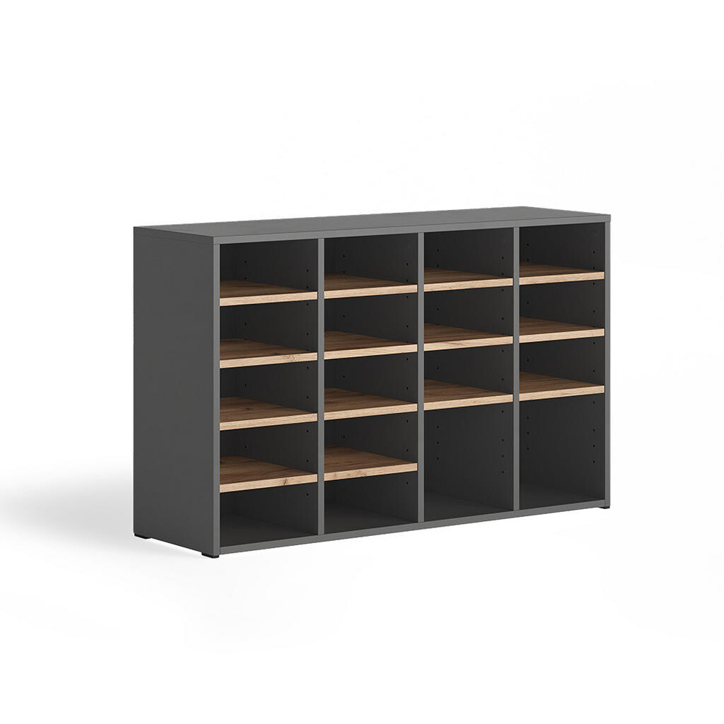 Vicco BOTNÍK Lysander, Antracit/Zlatý mocný dub, 104.2 x 65.5 cm s 18 otevřenými přihrádkami