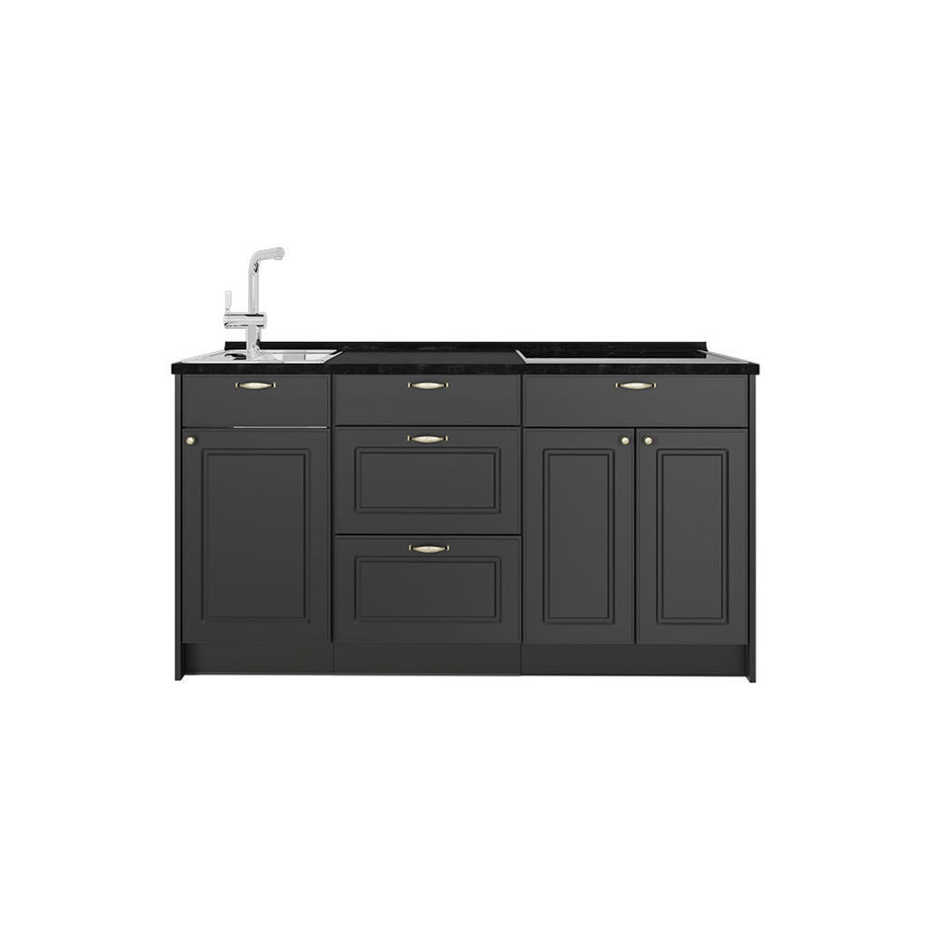 Vicco KUCHYŇSKÝ BLOK Fame-Line, Anthrazit-Gold Landhaus, 150 cm bez pracovní desky