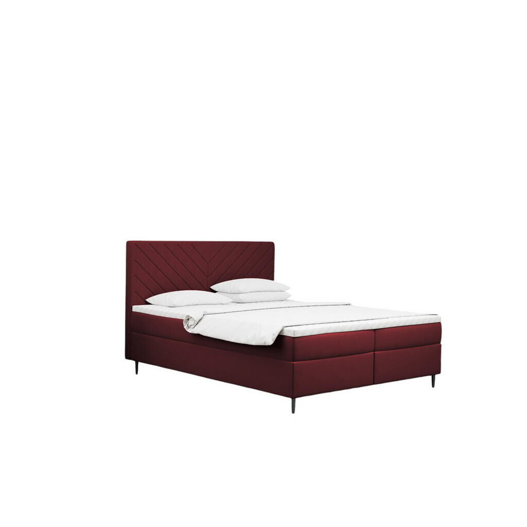 Kaiser Möbel KONTINENTÁLNÍ POSTEL s úložným prostorem, matrací a topperem RUGIA tkanina Velvet Vínová 160x200 cm H3-Bonell